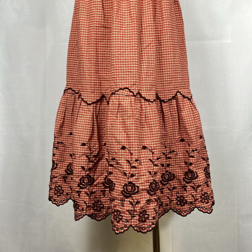 Madewell Embroidered Bubble-Sleeve‎ Midi Dress in Scarlet. - Picture 9 of 16